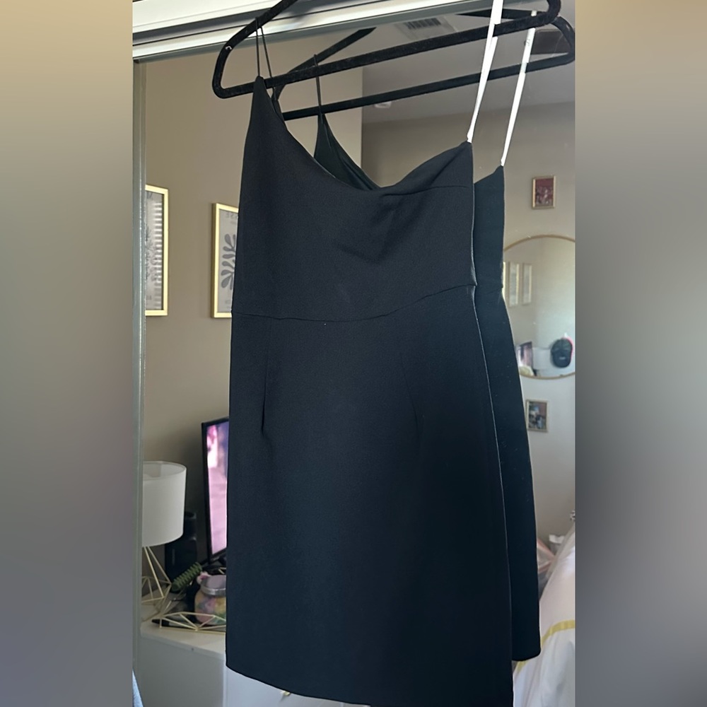 lulus black one shoulder mini dress